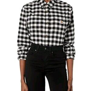 Carhartt Women's Rugged Flex Loose Fit Midweight Flannel Plaid Shirt, Size Large